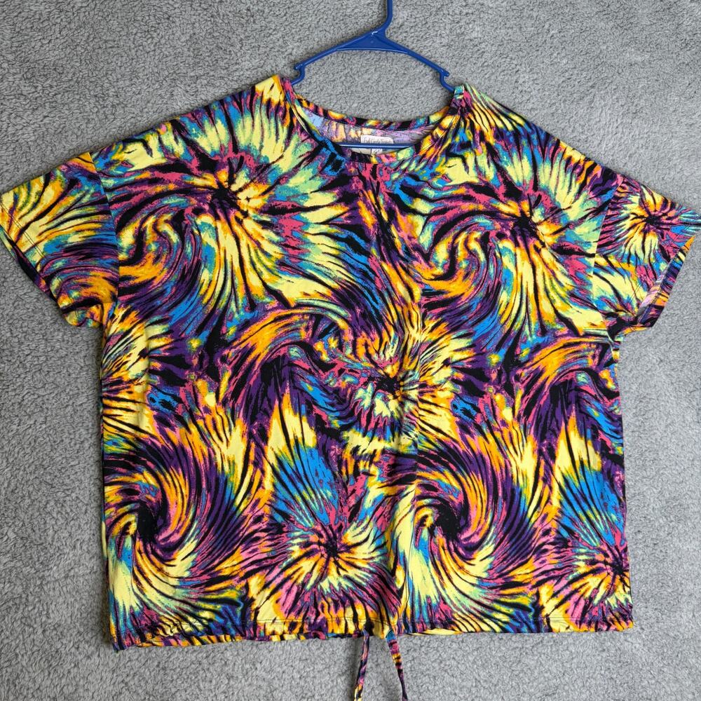 Full Circle Trends Shirt Womens 2X Colorful Front Tie Short Sleeve